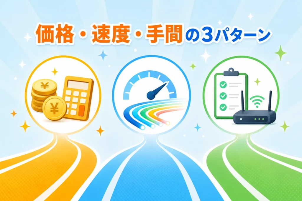 価格・速度・手間の3つの比較パターン